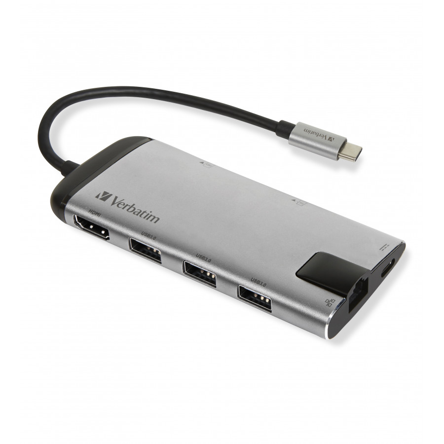 VERBATIM MULTIPORT USB-C 3.1, 3X USB 3.0, HDMI 4K, RJ45, SD/MICRO SD 49142