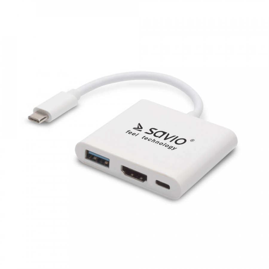 SAVIO HUB USB TYP C – HDMI, USB 3.0, PD AK-48