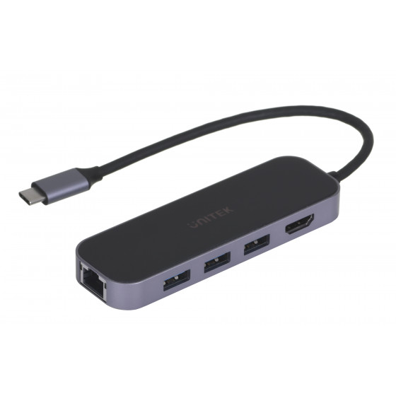 UNITEK HUB USB-C 3.1, RJ-45,3XUSB-A,HDMI,4K,PD100W