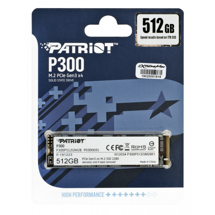 SSD Patriot P300 M.2 PCI-Ex4 NVMe 512GB 1,7GB/s