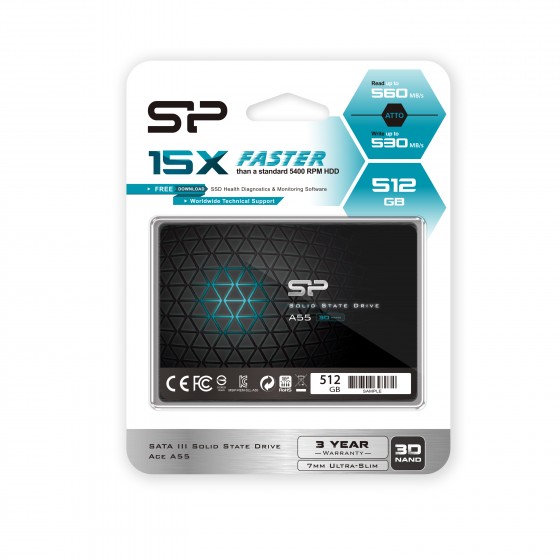 Dysk SSD Silicon Power Ace A55 SP512GBSS3A55S25 (512 GB   2.5"  SATA III)