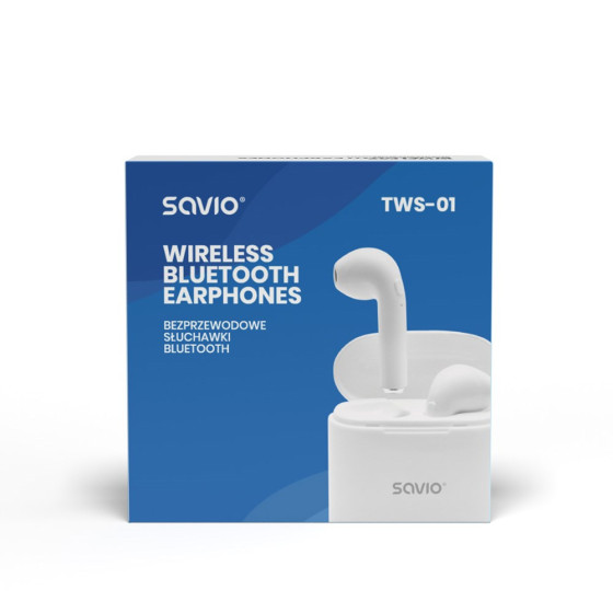 Słuchawki bezprzewodowe SAVIO TWS-01 - białe