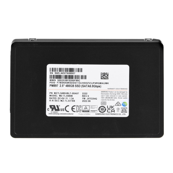 Dysk SSD do serwera Samsung PM897 - SSD - 480GB - 2.5" - MZ7L3480HBLT-00A07