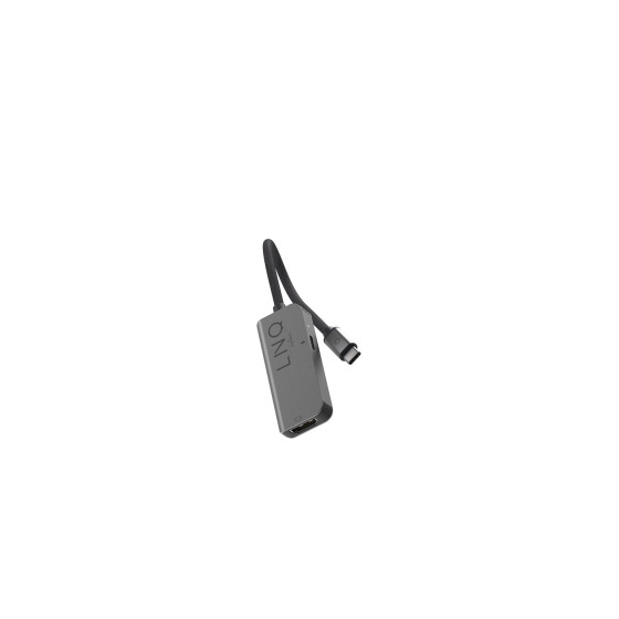 LINQ HUB USB-C ADAPTER 2IN1 (1X HDMI 2.0 4K/60HZ, 1X USB-C PD 100W DO ZASILANIA), PLECIONY KABEL 15 CM