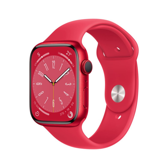 Zegarek smart Apple Watch 8 GPS - 41mm - Czerwone Aluminium - Czerwony Sport Band - MNP73SE/A