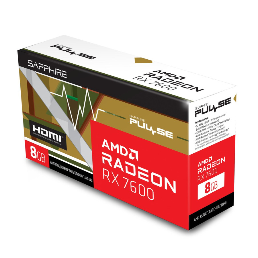 Karta graficzna SAPPHIRE Radeon RX 7600 PULSE GAMING OC 8GB GDDR6 - 11324-01-20G