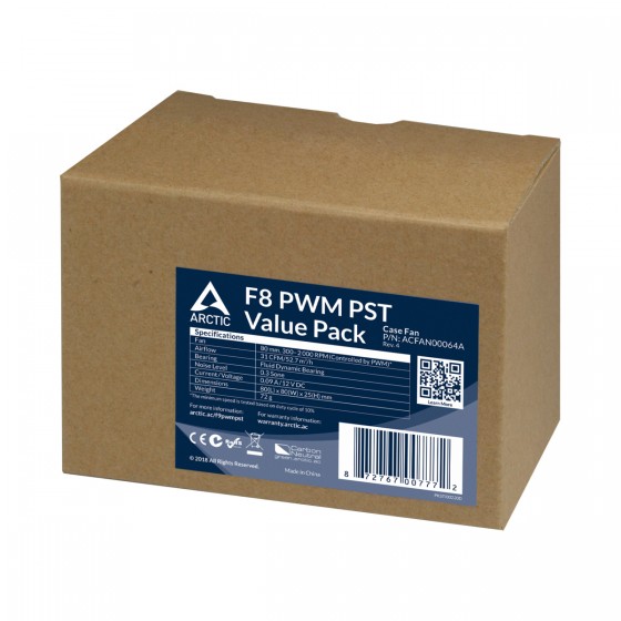 WENTYLATOR ARCTIC F8 PWM PST Value Pack 80mm Pack of 5pcs