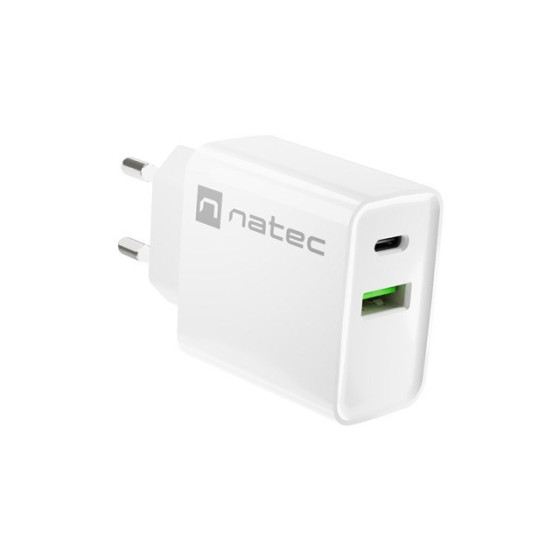 NATEC RIBERA - USB-A + USB-C - 20W - biała