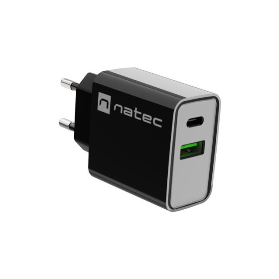 NATEC RIBERA - USB-A + USB-C - 20W - czarna