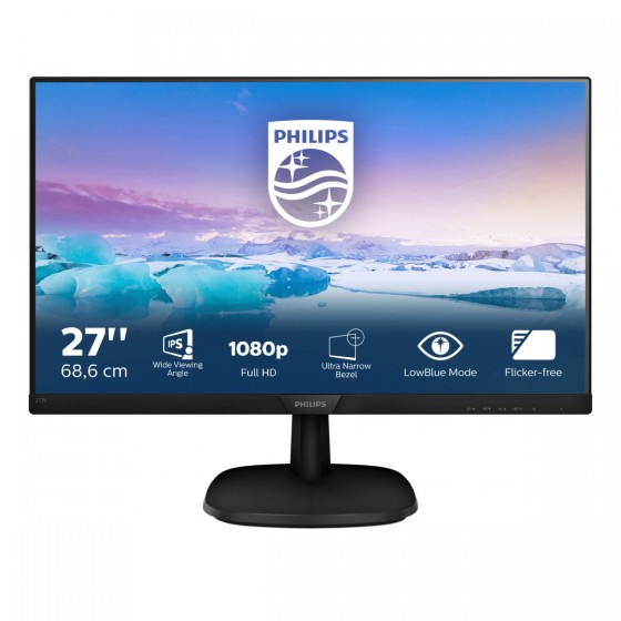Monitor Philips 273V7QJAB/00 (27"  IPS/PLS  FullHD 1920x1080  DisplayPort, HDMI, VGA  kolor czarny)
