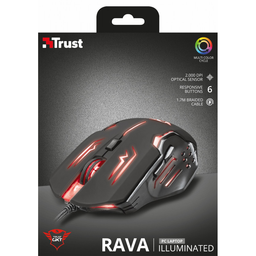 Mysz komputerowa Trust GXT 108 Rava 22090 (optyczna  2000 DPI  kolor czarny)