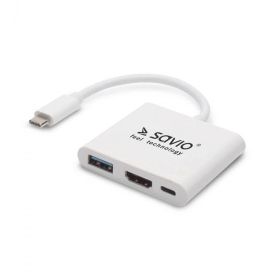 SAVIO HUB USB TYP C – HDMI, USB 3.0, PD AK-48