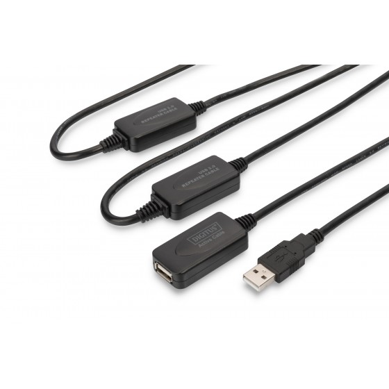 Kabel DIGITUS DA-73103 (USB M - USB F  25m  kolor czarny)