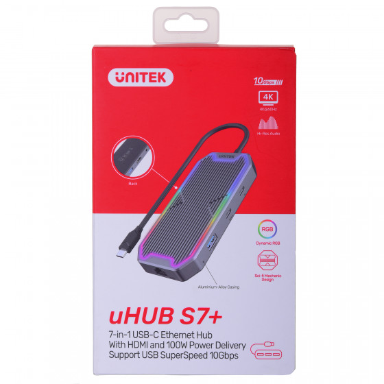 UNITEK HUB USB-C, HDMI 2.0, RJ45, 3,5MM, PD 100W