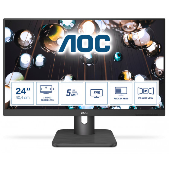 Monitor AOC 24E1Q (23,8"  IPS/PLS  FullHD 1920x1080  DisplayPort, HDMI, VGA  kolor ciemnoszary)