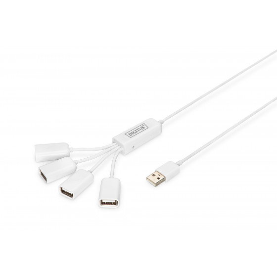 Hub USB DIGITUS DA-70216 (4x USB 2.0  kolor biały)